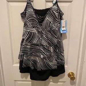 Longitude Black and White Striped Women's one piece